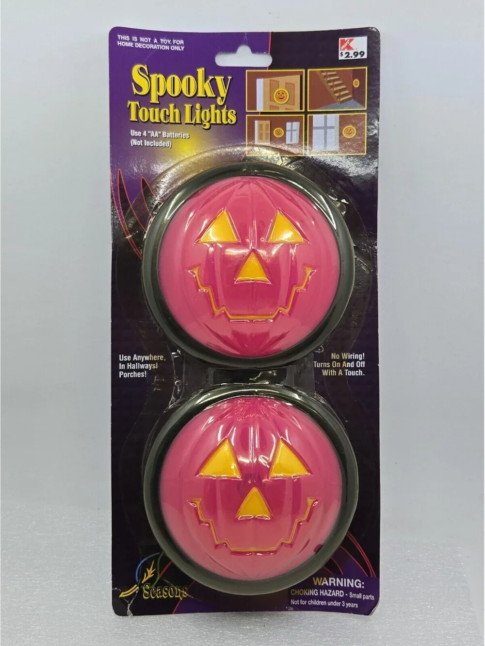 New NIP Vintage Kmart Halloween Spooky Pink Pumpkin Touch Lights NOS